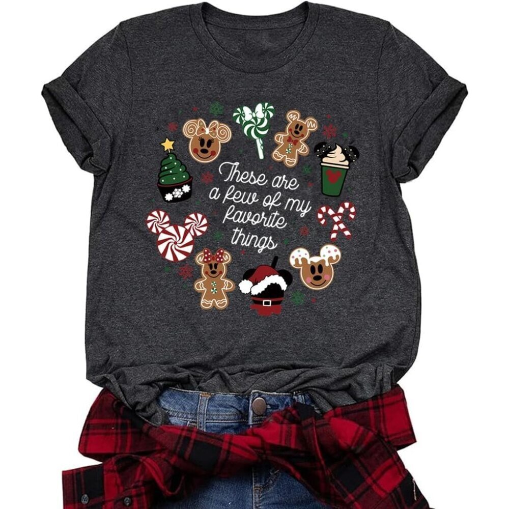 Christmas Shirts Women Santa Snowman Reindeer Holiday Tees Vintage Graphic Top